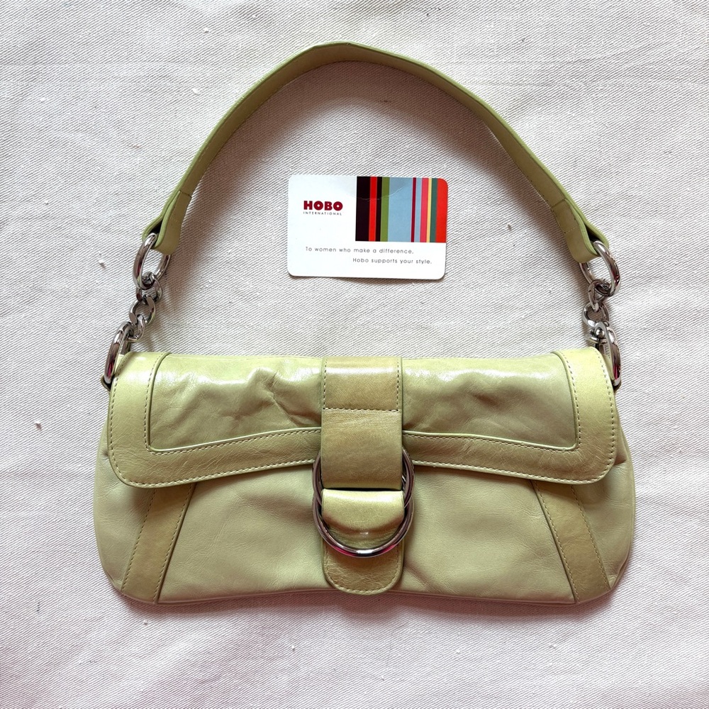 HOBO Green Leather Hobo Bag with Silver Hardware